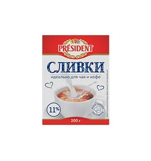Сливки питьевые President у/паст. 11%  