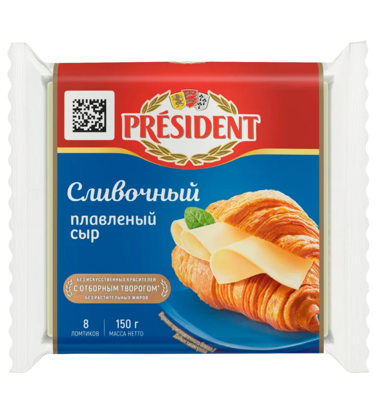 Сыр плавленный ломтевой President Сливочный 40%