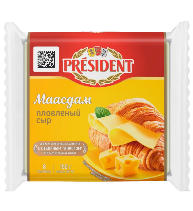Сыр плавленный ломтевой President Маасдам 40%