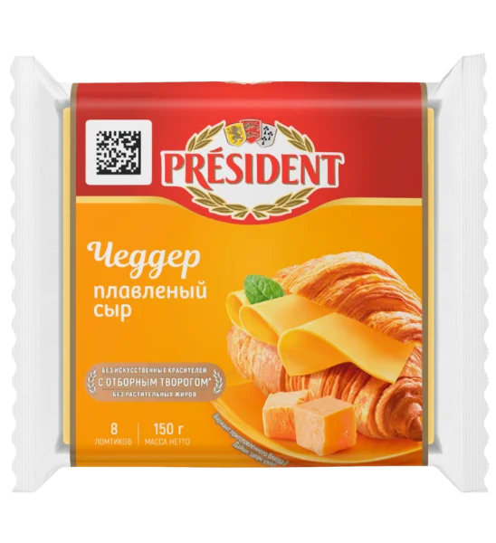 Сыр плавленный ломтевой President Чеддер 40%