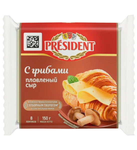 Сыр плавленный ломтевой President С грибами 40%