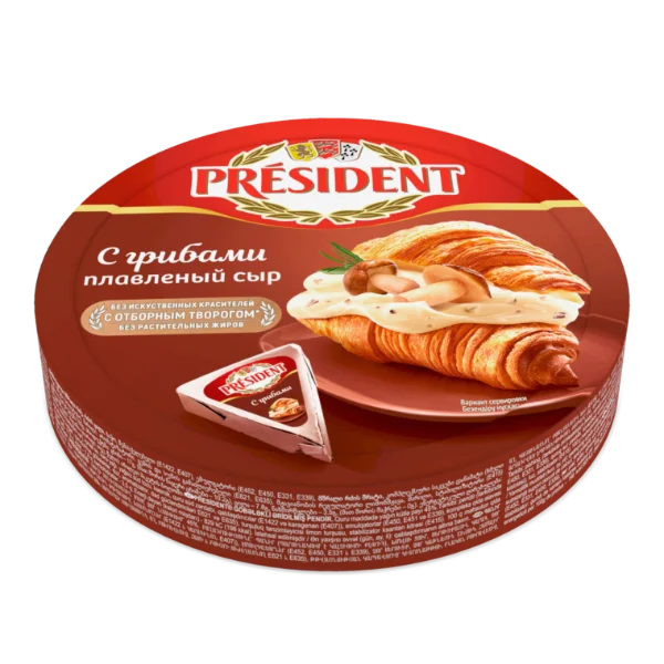 Сыр плавленный треугольники President С грибами 45%