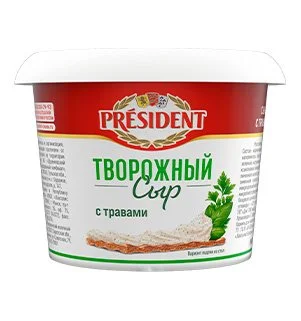 Сыр мягкий President с травами творожный 54%